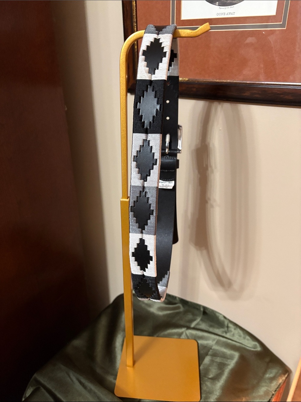Woven Geo-Pattern Black & White Women’s Belt